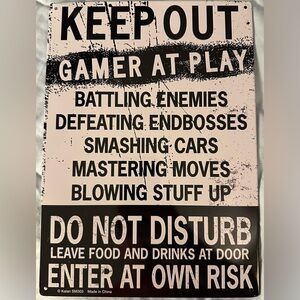 Retro style gamer decor, metal wall art